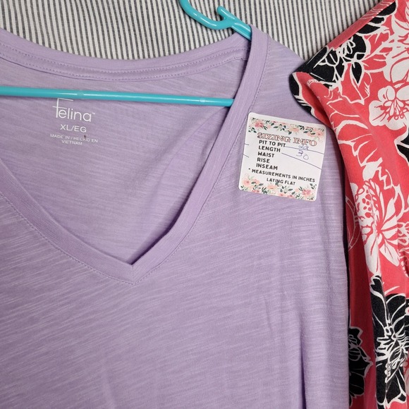 Lot of 3 Women's Tops - Felina Lavender‎ V-Neck & Floral Print Long Sleeve L - Picture 4 of 9